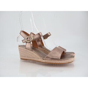 Sofft Inez Metallic Leather Wedge Sandals Women 11 Rose Gold Espadrille Comfort